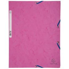 Chemise à élastiques 3 rabats Carte lustrée 400g - Rose : EXACOMPTA Photo