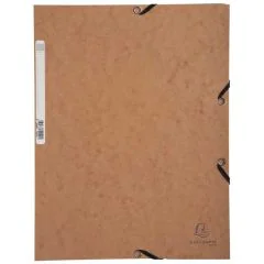 Chemise à élastiques 3 rabats Carte lustrée 400g - Tabac : EXACOMPTA Photo