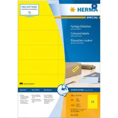 4256 HERMA : Étiquettes adhésives - Multi-usages - 105,0 x 37,0 mm - Jaune