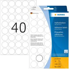Etiquettes adhésives rondes - 19 mm - Blanc : HERMA Lot de 1280 Image