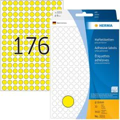 Etiquettes adhésives rondes - 8 mm - Jaune : HERMA Lot de 5632 Image