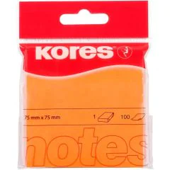Notes adhésives - Orange néon - 75 x 75 mm : KORES Visuel