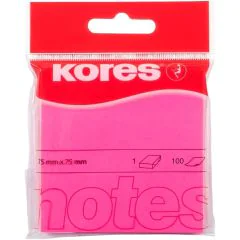 Notes adhésives - Rose néon - 75 x 75 mm : KORES Visuel