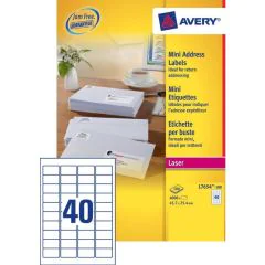 Mini-étiquettes - 45,7 x 25,4 mm - Blanc : AVERY L7654 Lot de 4000 Photo