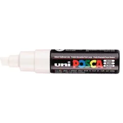 NI-BALL : Marqueur peinture Posca PC 8K - Pointe biseautée de 8 mm - Blanc - PC-8K BL image