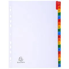 Photo Jeu de 20 Intercalaires alphabétiques avec touches couleurs renforcés - 225 x 297 mm - A4 EXACOMPTA Image