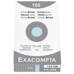 Photo Fiches Bristol quadrillées - 74 x 105 mm - Bleu azur EXACOMPTA Image