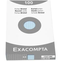 Photo Fiches Bristol quadrillées - 148 x 210 mm - Bleu azur : EXACOMPTA Image
