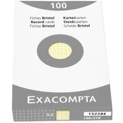Photo Fiches Bristol quadrillées - 148 x 210 mm - Jaune EXACOMPTA Image