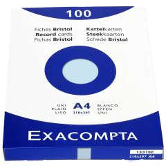 Photo Fiches Bristol unies - 210 x 297 mm - Bleu azur EXACOMPTA Image