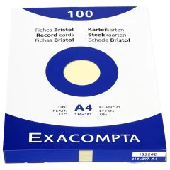 Photo Fiches Bristol unies - 210 x 297 mm - Jaune EXACOMPTA Image