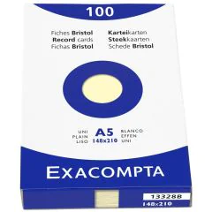 Photo Fiches Bristol unies - 148 x 210 mm - Jaune EXACOMPTA Image