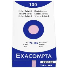 Photo Fiches Bristol unies - 74 x 105 mm - Rose EXACOMPTA Image