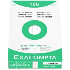 Photo Fiches Bristol quadrillées et perforées - 100 x 150 mm - Blanc EXACOMPTA Image