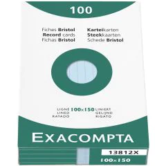 Photo Fiches Bristol lignées - 100 x 150 mm - Bleu azur EXACOMPTA Image