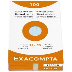 Photo Fiches Bristol lignées - 75 x 125 mm - Assortiment EXACOMPTA Image