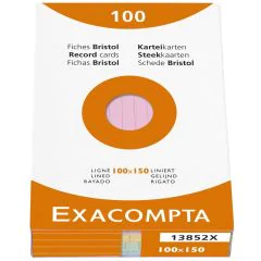 Photo Fiches Bristol lignées - 100 x 150 mm - Assortiment EXACOMPTA 13852X