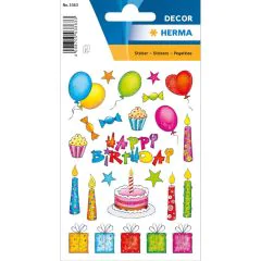 Photo HERMA : Lot de 75 stickers en papier - Anniversaire - 3363