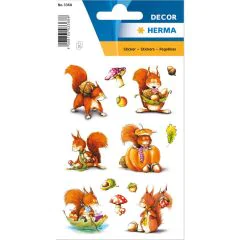 Photo HERMA : Lot de 39 stickers en papier - Ecureuil - 3368