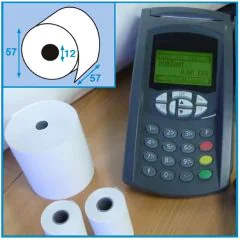 Photo Bobine thermique pour Ticket de carte bancaire - 57 x 57 x 12 mm ELVE