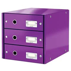 Photo Boite de classement WOW - 3 tiroirs - Violet LEITZ Click et Store 6048-00-62