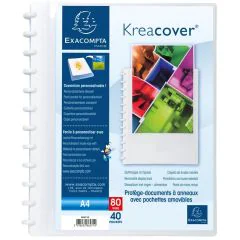 Photo Protège-Documents amovibles Personnalisable de 80 Vues - Blanc EXACOMPTA Kreacover