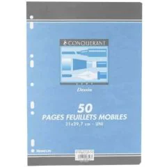 Photo CONQUERANT SEPT : Lot de pages - Feuillets mobiles à dessin - Blanc - 210 x 297 mm