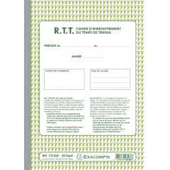 Cahier d'enregistrement du Temps de Travail - RTT Exacompta 13136E
