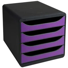 Photo Caisson à 4 tiroirs - Big Box - Gris Noir/Violet EXACOMPTA Iderama