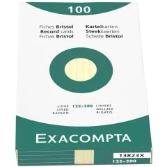 Photo Fiches Bristol lignées - 125 x 200 mm - Jaune EXACOMPTA Image