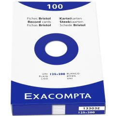 Photo Fiches Bristol unies - 125 x 200 mm - Blanc EXACOMPTA Image