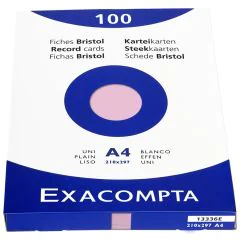 Photo Fiches Bristol unies - 210 x 297 mm - Rose EXACOMPTA Image