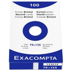 Photo Fiches Bristol unies - 74 x 125 mm - Blanc EXACOMPTA Image
