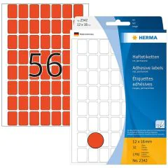 Photo HERMA 2342 : Lot de 1792 étiquettes - 12,0 x 18,0 mm - Rouge