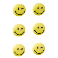 Photo Lot de 6 Aimants SMILEY 30 mm - Jaune et Noir : FRANKEN