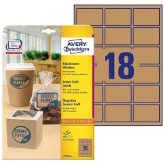 Photo Étiquettes rectangulaires - 62 x 42 mm - Kraft AVERY 