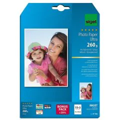 Photo SIGEL IP706 : papiers photos Ultra - 13 x 18 cm - 260 g/m² 