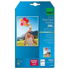 Photo SIGEL IP718 : Papiers photos Brillant Everyday Plus - 10 x 15 cm - 200 g/m²