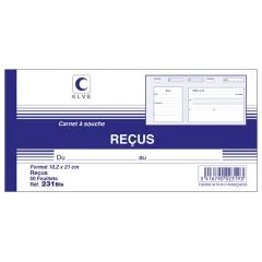 RECUS SANS TVA - Carnet  avec souche  ELVE 231bis