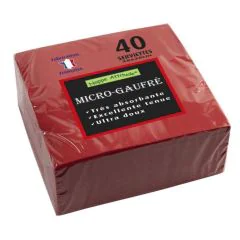 Serviettes de table Micro-Gaufrées - 380 x 380 mm - Rouge : PRO NAPPE Lot de 40 image