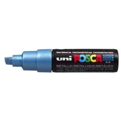 UNI-BALL : Marqueur peinture Posca PC 8K - Pointe biseautée de 8 mm - Bleu métallique - PC-8K BM