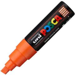UNI-BALL : Marqueur peinture Posca PC 8K - Pointe biseautée de 8 mm - Orange foncé - PC-8K OF