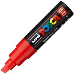 UNI-BALL : Marqueur peinture Posca PC 8K - Pointe biseautée de 8 mm - Rouge - PC-8K R