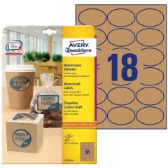 Photo Étiquettes ovales - 63,5 x 42,3 mm - Kraft AVERY 