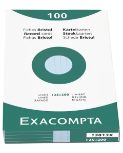 Photo Fiches Bristol lignées - 125 x 200 mm - Azur EXACOMPTA