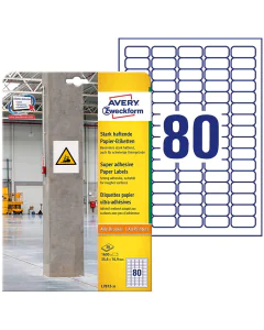 Photo Étiquettes ultra adhésives pour impression - 35,6 x 16,9 mm - Blanc AVERY