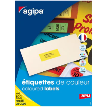 Photo Étiquettes adresses jaunes fluo 70 x 35 mm AGIPA 100764