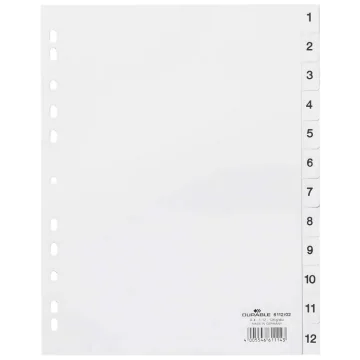 Photo DURABLE : Jeu de 12 intercalaires numériques 6112-02