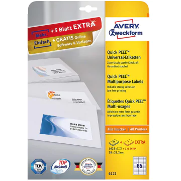 Photo Étiquettes adhésives - 38 x 21,2 mm - Blanc AVERY Lot de 1950