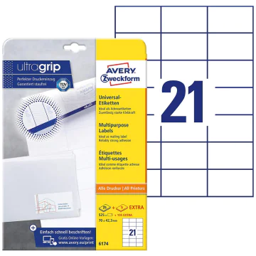 Photo Étiquettes adhésives - 70 x 42,3 mm - Blanc AVERY